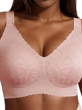 Lace Wireless Comfort Bralette - Pink